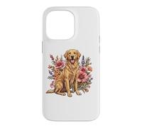 Carcasa para iPhone 14 Pro MAX Goldie Sporting Dog Vintage Flowers Floral Golden Retriever