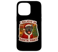 Carcasa para iPhone 14 Pro MAX Gorro de Navidad con Texto en inglés I Believe In Santa Paws Cane Corso Dog Mom Dad