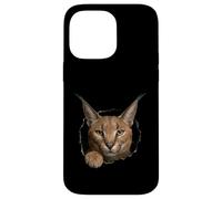 Carcasa para iPhone 14 Pro MAX Gráfico de Animal Caracal Wild Cat Breaking Through Torn Hole