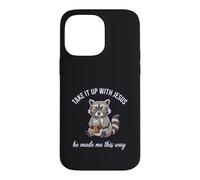 Carcasa para iPhone 14 Pro MAX Gráfico Divertido de Mapache Take It Up with Jesus