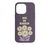 Carcasa para iPhone 14 Pro MAX He Is Risen Daisy Flowers Cita de Pascua Retro Floral