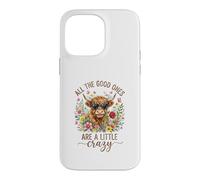 Carcasa para iPhone 14 Pro MAX Highland Cow Crazy Quote Heart Gafas de Sol Floral
