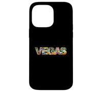 Carcasa para iPhone 14 Pro MAX Horizonte de Las Vegas con Edificios icónicos en Negrita Texto de Las Vegas