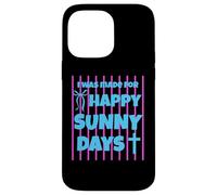 Carcasa para iPhone 14 Pro MAX I Was Made For Happy Sunny Days - Lazo a Rayas Rosas