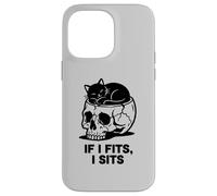 Carcasa para iPhone 14 Pro MAX If I Fits I Sits Cat Skull Funny Gothic Dark Meme Humor 2