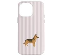 Carcasa para iPhone 14 Pro MAX Ilustración Pastor Alemán Diseño Estético Rayas Rosa