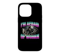 Carcasa para iPhone 14 Pro MAX I'm Afraid of Women -Funny Daying Wolf Meme Chicos Novedad Hombres