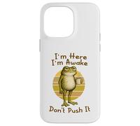 Carcasa para iPhone 14 Pro MAX I'm Here I'm Awake Morning Mood Grumpy Frog Meme Coffee