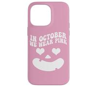 Carcasa para iPhone 14 Pro MAX In October We Wear Pink, Pumpkin Face Groovy Breast Cancer