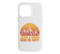 Carcasa para iPhone 14 Pro MAX Jesus and Hiking Make Me Happy Fun para Excursionistas Unisex