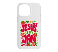 Carcasa para iPhone 14 Pro MAX Jesus is My Jam Cute Christian Strawberry Faith
