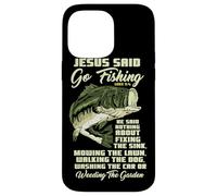 Carcasa para iPhone 14 Pro MAX Jesus Said Go Fishing Fish Story Biblia Pesca Pesca de lubina