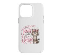 Carcasa para iPhone 14 Pro MAX Jesus Thinks I'm A Delight Funny Christian Faith Cat Lover