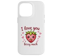 Carcasa para iPhone 14 Pro MAX Juego de Palabras «I Love You Berry Much Cute Heart» con Forma de corazón y Fresa