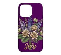 Carcasa para iPhone 14 Pro MAX July Birth Flower Larkspur & Water Lily Cute Floral Birthday