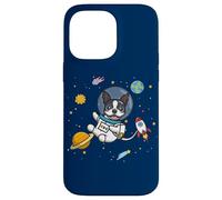 Carcasa para iPhone 14 Pro MAX Kawaii Kids & Boys Astronaut Space Boston Terrier Dog Lover