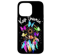 Carcasa para iPhone 14 Pro MAX Keep On Dreamin - Atrapasueños con Plumas de Mariposas Coloridas