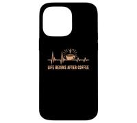 Carcasa para iPhone 14 Pro MAX Life Begins After Coffee Baristas Heartbeat Coffee Lover
