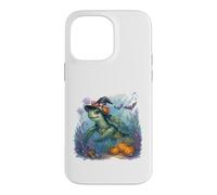 Carcasa para iPhone 14 Pro MAX Linda Tortuga Marina Bruja Halloween bajo el Agua