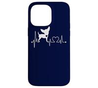 Carcasa para iPhone 14 Pro MAX Lindo Chihuahua Perro Heartbeat ECG Pulso Perros Amantes Disfraz