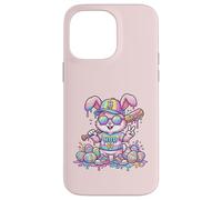 Carcasa para iPhone 14 Pro MAX Lindo Conejo de béisbol de Pascua arcoíris Goteo niños niños niños pequeños