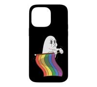 Carcasa para iPhone 14 Pro MAX Lindo Fantasma LGBTQ sosteniendo la Bandera del Arco Iris Orgullo LGBT Halloween