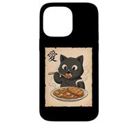 Carcasa para iPhone 14 Pro MAX Lindo Gato Negro Kawaii Comiendo japonés Katsu Curry Food Anime