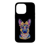 Carcasa para iPhone 14 Pro MAX Lindo Pastor Alemán Perro Amante Gráfico Rosa Gafas Amarillo