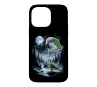 Carcasa para iPhone 14 Pro MAX Loro cuáquero Aullando a la Luna 90's Retro Monk Parakeet