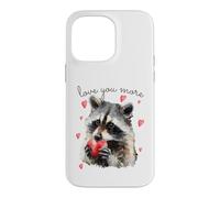 Carcasa para iPhone 14 Pro MAX Love You More Raccoon Holding a Heart Womens Cute Valentine