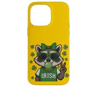 Carcasa para iPhone 14 Pro MAX Lucky Irish Raccoon with Green Sunglasses and Gum