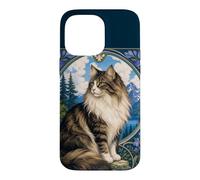 Carcasa para iPhone 14 Pro MAX Majestic Gato de Pelo Largo Art Nouveau Mountain