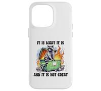 Carcasa para iPhone 14 Pro MAX Mapache filosófico en un contenedor de Basura con Humor de Mal día