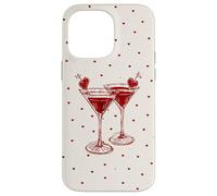 Carcasa para iPhone 14 Pro MAX Martini Glass Pink Olive Bartender and Hearts Cóctel Beige