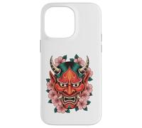 Carcasa para iPhone 14 Pro MAX Máscara de Diablo japonés con Flor de Cerezo Yokai Hannya Oni