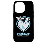 Carcasa para iPhone 14 Pro MAX Me Pongo Azul Claro para la Conciencia del cáncer de próstata de mi héroe
