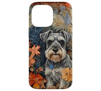 Carcasa para iPhone 14 Pro MAX Miniatura Schnauzer Sal Pimienta Floral Perro Arte