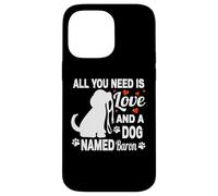 Carcasa para iPhone 14 Pro MAX Nombre de Perro Personalizado Baron Cute Dog Pet Lover
