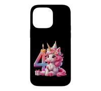 Carcasa para iPhone 14 Pro MAX NÚMERO 4 AÑOS NIÑA Unicornio 4º Nacimiento