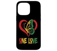Carcasa para iPhone 14 Pro MAX One Love Rasta Mariposa Corazón Reggae Raíces Jamaicanas Vintage