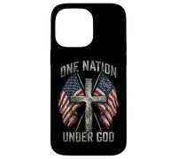Carcasa para iPhone 14 Pro MAX One Nation Under God Cross - Bandera Americana con gráfico patriótico