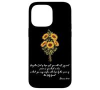 Carcasa para iPhone 14 Pro MAX Ora Que Dios desee a Sunflower Versículo bíblico Cristiano religioso