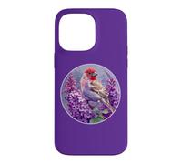 Carcasa para iPhone 14 Pro MAX Pájaro Pinzón Púrpura sobre Flor Lila Púrpura