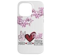 Carcasa para iPhone 14 Pro MAX Peace Love, Rama de Cerezo, Flor de Sakura, Floral japonés