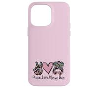 Carcasa para iPhone 14 Pro MAX Peace Love Teaching with Messy Bun Funny Teacher Quote