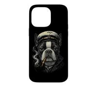 Carcasa para iPhone 14 Pro MAX Pipa para Fumar Perros Boston Terrier, Nautical Captain Dog Aver