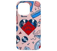 Carcasa para iPhone 14 Pro MAX Pop Art Record Music Lover Vintage corazón Rosa
