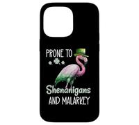 Carcasa para iPhone 14 Pro MAX Prone to Shenanigans and Malarkey Sign St Patricks Flamingo