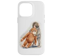 Carcasa para iPhone 14 Pro MAX Punch - Lindo bebé Mono y orangután Peluche Juguete Acuarela