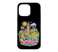 Carcasa para iPhone 14 Pro MAX Recuerdo de Viaje de Castillos con Bandera del Reino Unido